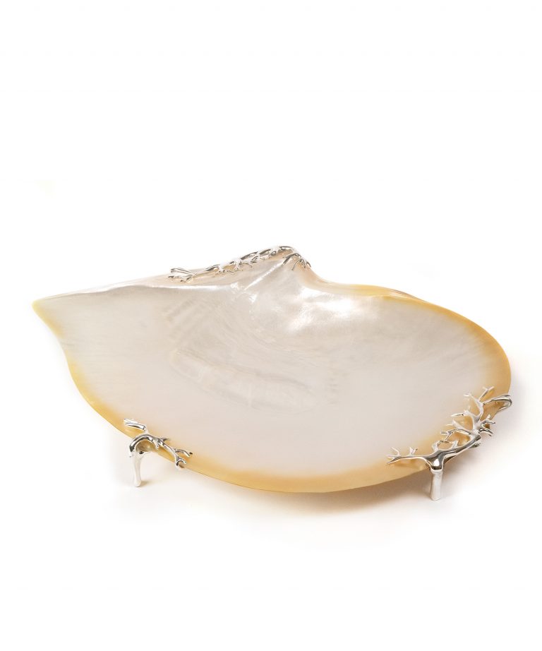 Shell plate with mother of pearl and silver