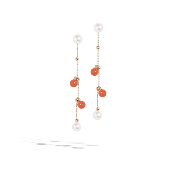Perlage collection earrings with corals and freshwater pearls